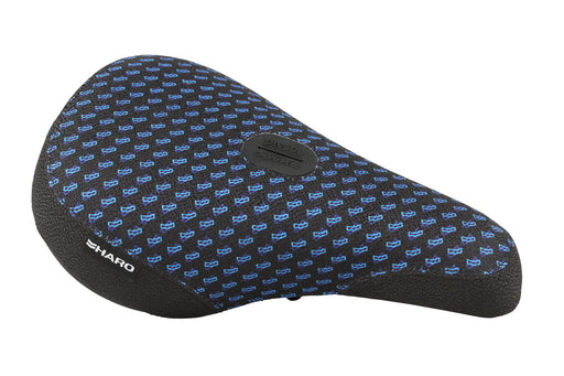 Top view of the Haro Bastille stealth pivotal seat in black & blue 