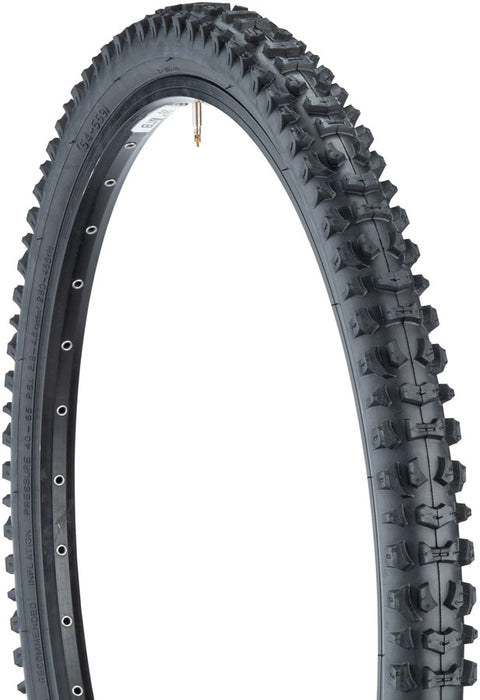Front and side view of the Kenda Smoke style tire in black, mtb tire, panaracer smoke tire