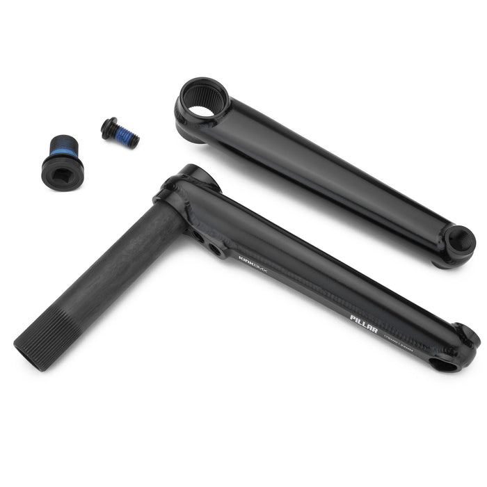 complete view of the Kink pillar-cranks in black, bmx cranks, bmx crank set, 3 piece crank bmx