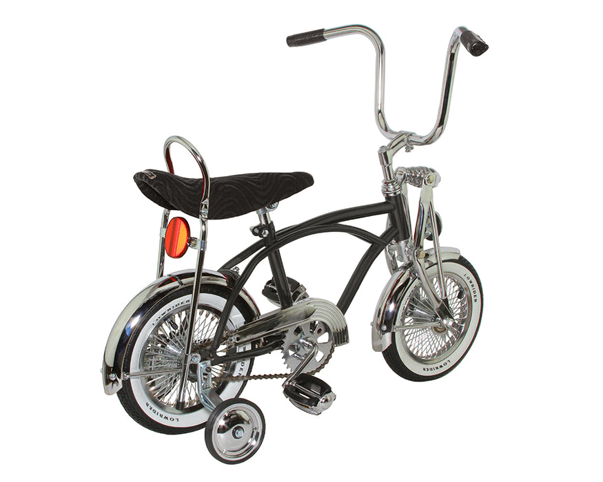 side view of the 12" Lowrider bike in black