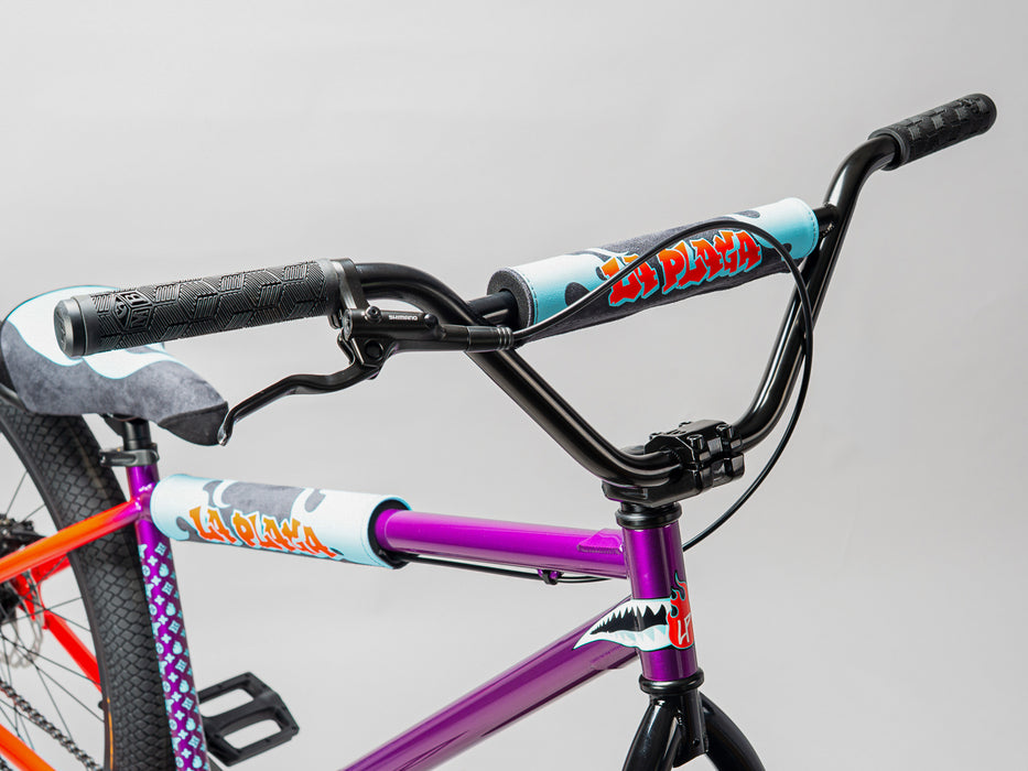 Close up view of the Mafia La Plaga ST in Purple, Best 27.5 inch wheelie bike for beginners.