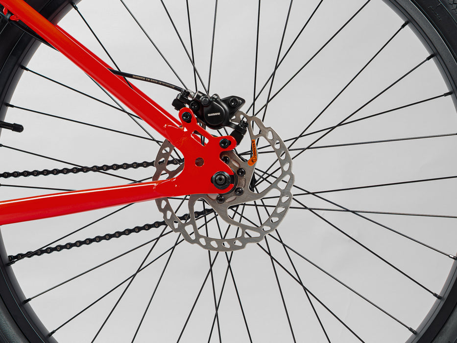Close up view of the Mafia Bomma La Plaga in Purple & Red, Big BMX bike for adults with responsive handling.