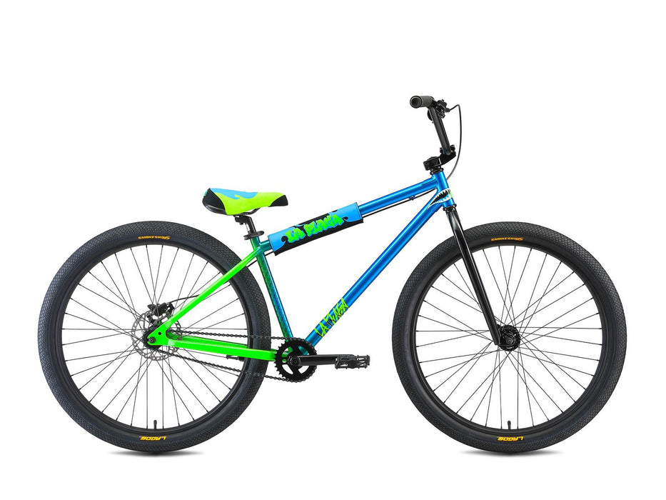 side view of mafiabikes La Plaga ST in Blue & Green, 27.5 Mafia La Plaga Bomma ST Big BMX combo bike.