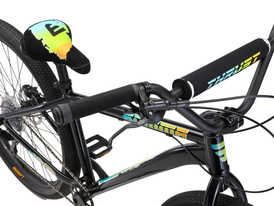 Top and side view of the Mafia Thrust in black, Mafia Thrust review style image showcasing combo bike features