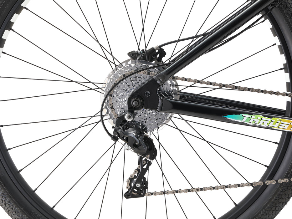 Side view of the mafia thrust rear wheel and derailleur 
