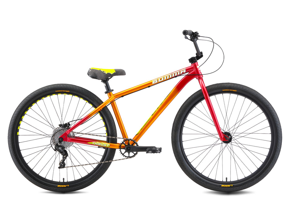 Side view of the Mafia Thrust in orange, Premium Mafia Thrust combo bike for street riding