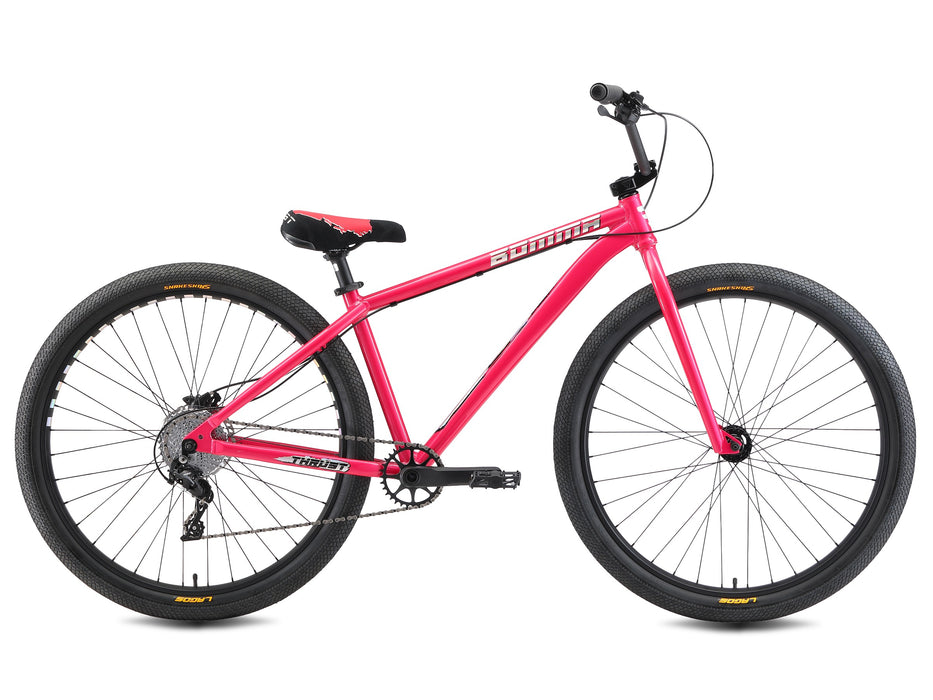 Side view of the 29" Mafia Thrust in Pink, 29 inch Big BMX bike designed for urban cruising