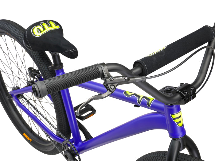 Top & front view of the Mafia TTO in Purple, Best combo bike for beginners learning wheelies