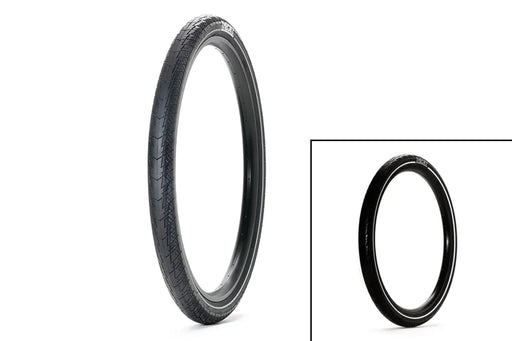 side angle view of method tire in reflective black