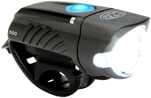 Side and front view of the NiteRider Micro Swift 500 headlight in black