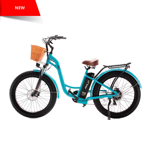 side view of nrg ebike in blue