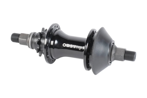 front view of the Odyssey C5 front hub in black, bicycle hub how it works video with cantsopla