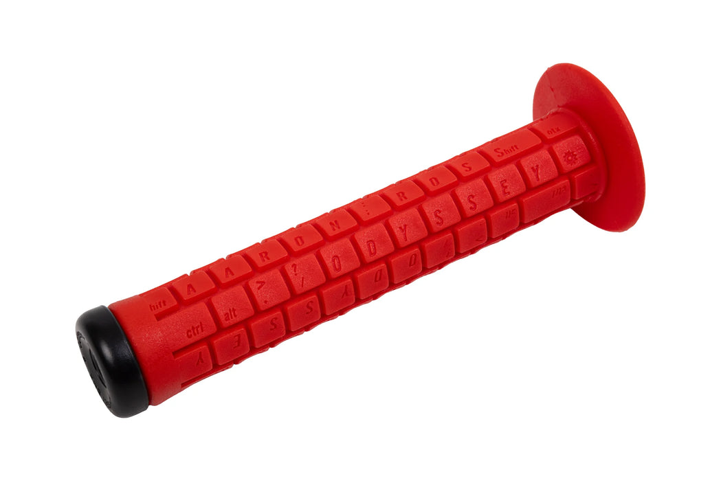 top view of the odyssey Keyboard grips in red, How to remove bicycle handlebar grips, how to put bicycle grips on, how to replace bicycle handlebar grips, how to install bicycle handlebar grips, are bicycle handlebar grips universal, are bicycle grips universal, what are bicycle grips, how to get bicycle grips on, how to get bicycle handlebar grips on, how to change bicycle grips, how to take bicycle grips off, how to put new grips on bicycle, how to put on bicycle handle grips