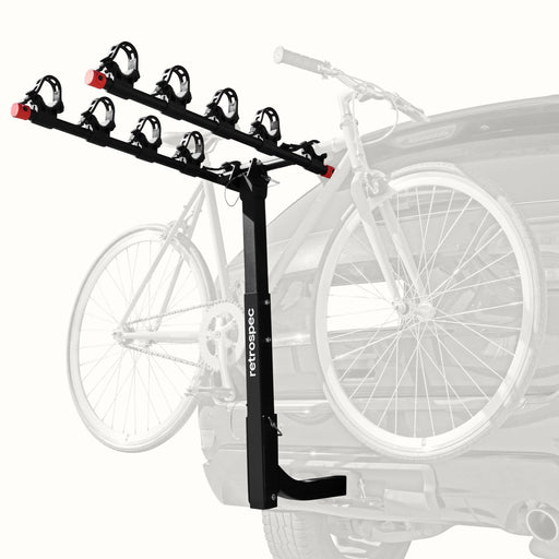 Complete view of the Retrospec Lenox hitch mount 5 bike car bike rack