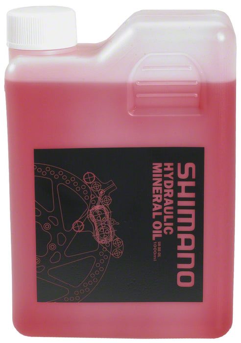 front view of the Shimano brake fluid in the 400ml bottle, Shimano hydraulic disc brake bleed kit for MTB, hydraulic brakes for bicycle