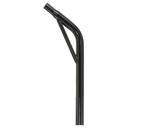black 27.2mm layback seat post with support on a white background, lay back seat for old school big bmx bike