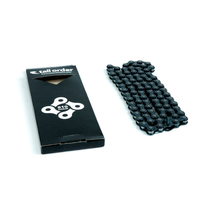Complete view of the Total 510 chain in black, bmx chain, heavy duty chain, strong chain, chain for bmx