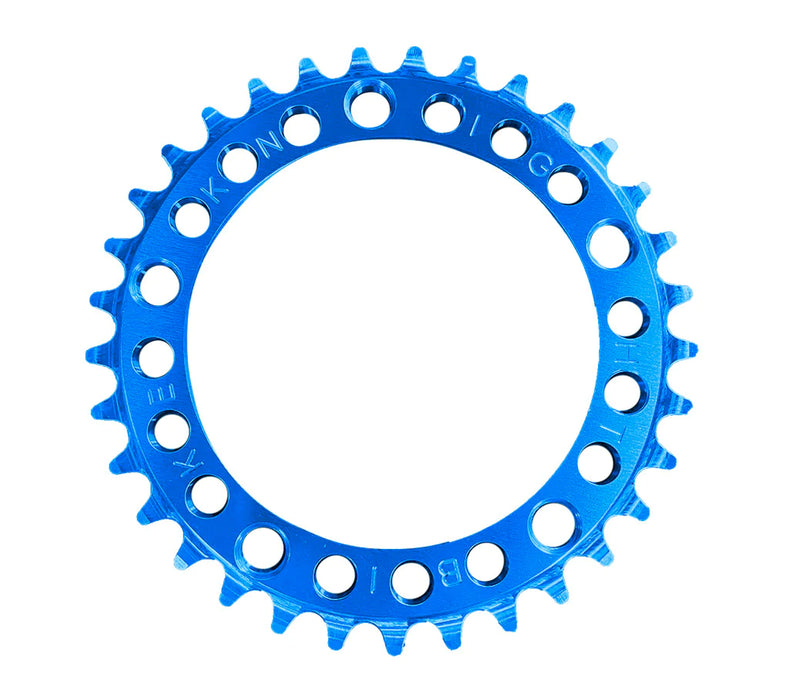 front view of Ruf-Tooth Chainring 5-Hole 110BCD in blue