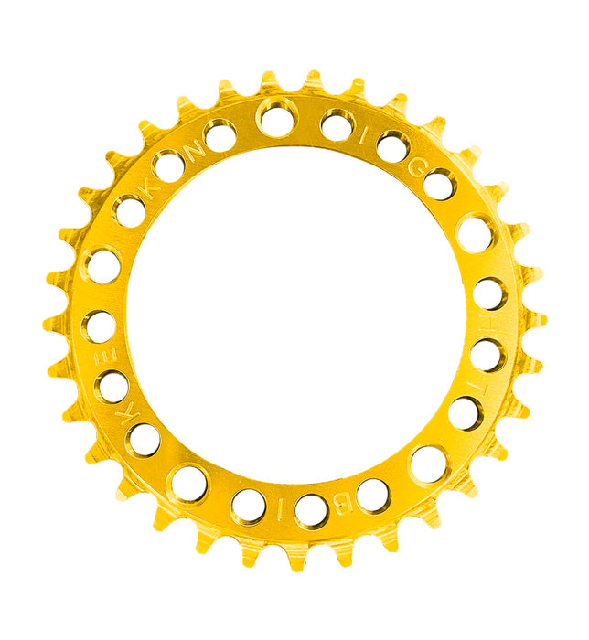 front view of Ruf-Tooth Chainring 5-Hole 110BCD in gold