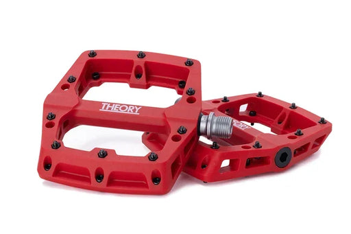 top view of the Theory Median pedals in Red