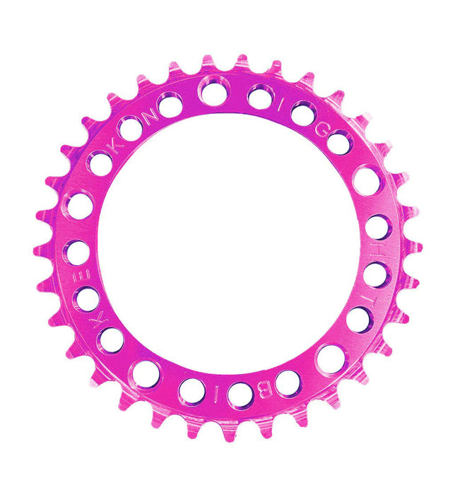 front view of Ruf-Tooth Chainring 5-Hole 110BCD in hot pink