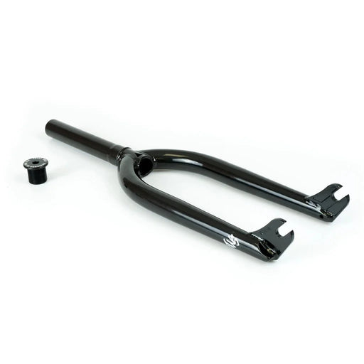 front view of the Total bmx TWS forks in black, bmx forks, bmx skatepark forks, total forks