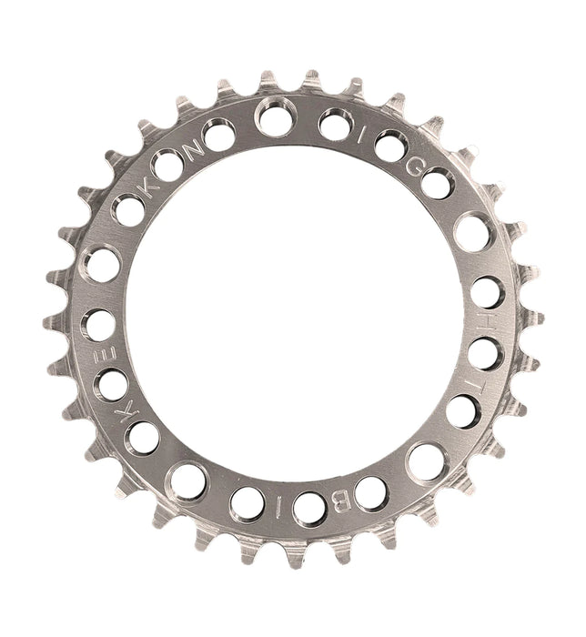 front view of Ruf-Tooth Chainring 5-Hole 110BCD in raw