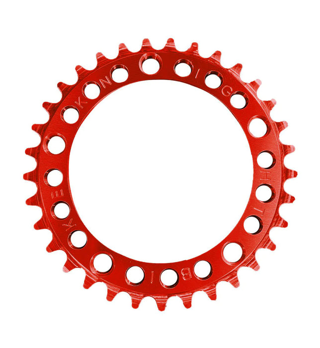 front view of Ruf-Tooth Chainring 5-Hole 110BCD in red