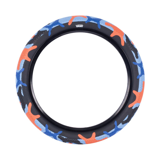 20 inch Vans BMX tire showing detailed tread design on a freestyle BMX bicycle