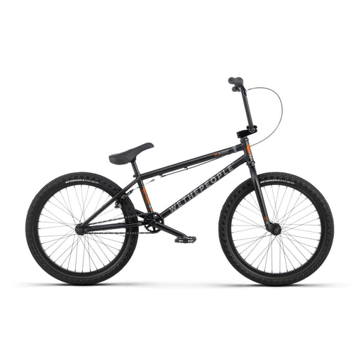 Side view of the Wethepeople audio 22" bmx bike in black.