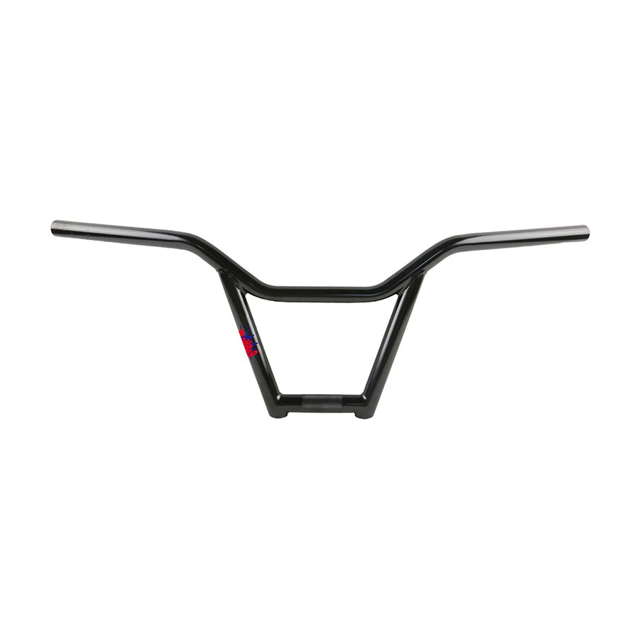 front view of the Wethepeople Bomb bar in black, 4 piece bmx bhandlebars, 4pc bmx bars, four piece handlebars, bmx 