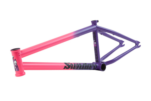 Side view of the Sunday Street Sweeper frame in pink purple fade