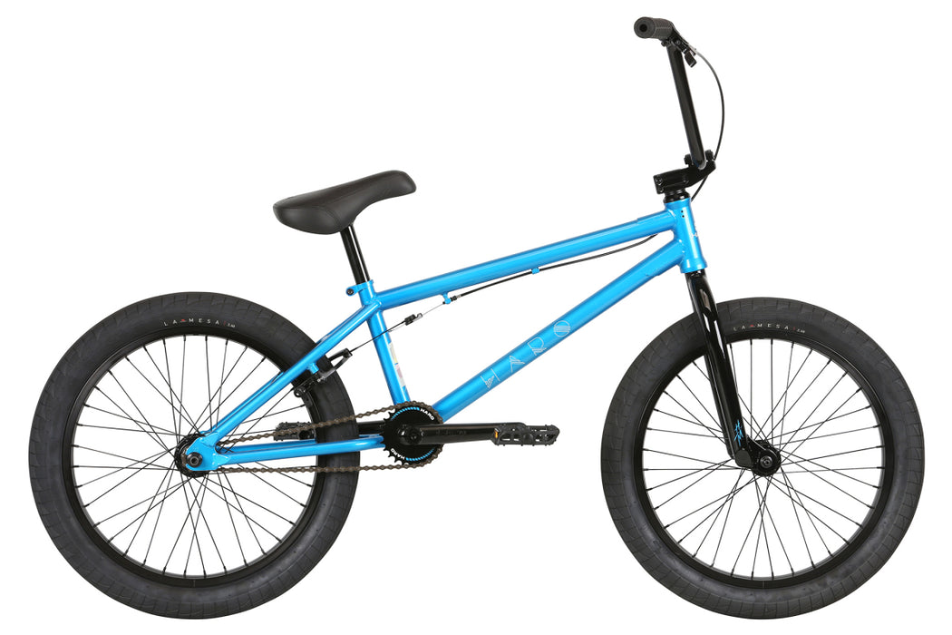 Side view of the 20" Haro Midway bmx bike in Pearl Blue