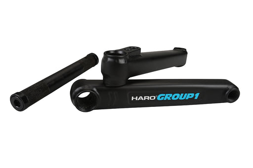 Side view of the Haro Lineage Group 1 cranks in black, vintage bmx cranks, haro crank, bmx cranks