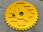 Front angle view of the Ride out supply ROS Sprocket in Gold, big bmx sprocket