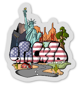front view of the 3" Road trip sticker