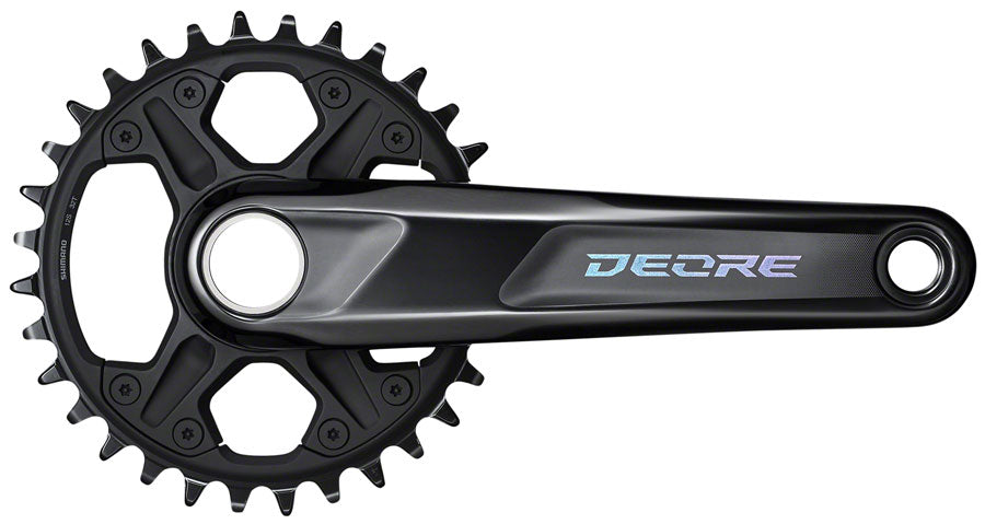 Side view of the Shimano Deore FC-M6130 crankset in black