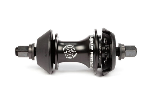 Front view of the BSD Revolution Feecoaster hub in black