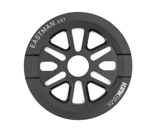 Front view of the Kink bmx eastman guard sprocket in black, BMX parts