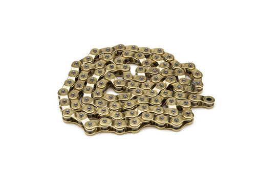 Side view of the Cinema Sync Chain in Gold, bicycle chain half link, half link chain link, kmc half link chain