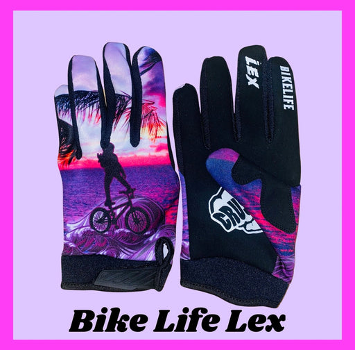 Crushed BMX Touch Screen Gloves "Little Sufer Girl" Bike Life Lex Signature