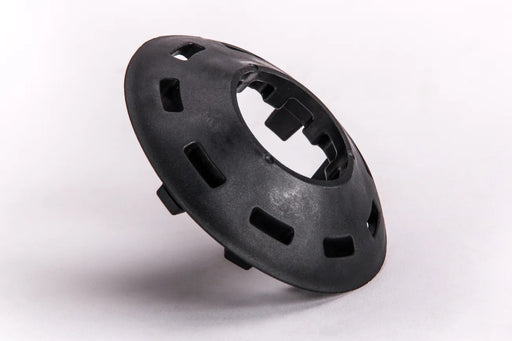 Side view of the Merritt Tension front hub guard in black, bmx hub guard, merritt hub guard