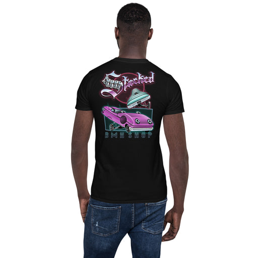 Back view of the Stacked Switches t-shirt in black, lowrider t-shirt, impala t-shirt, BMX t-shirt