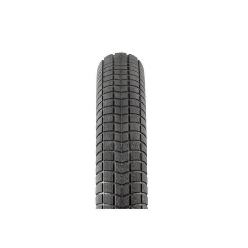 Front view of the Primo V-monster tire in black, bmx tire, bmx tires 20 inch, 20 bmx tires