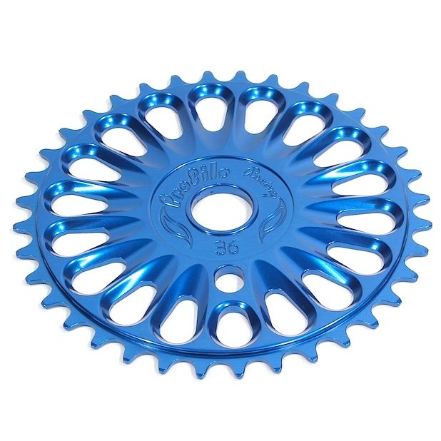 front view of profile imperial chainring in blue