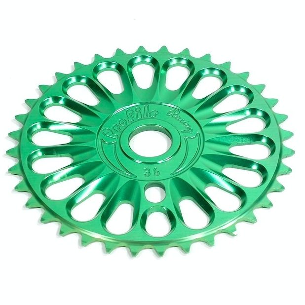 front view of profile imperial chainring in green