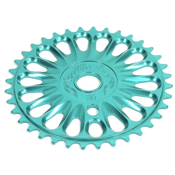 front view of profile imperial chainring in aqua
