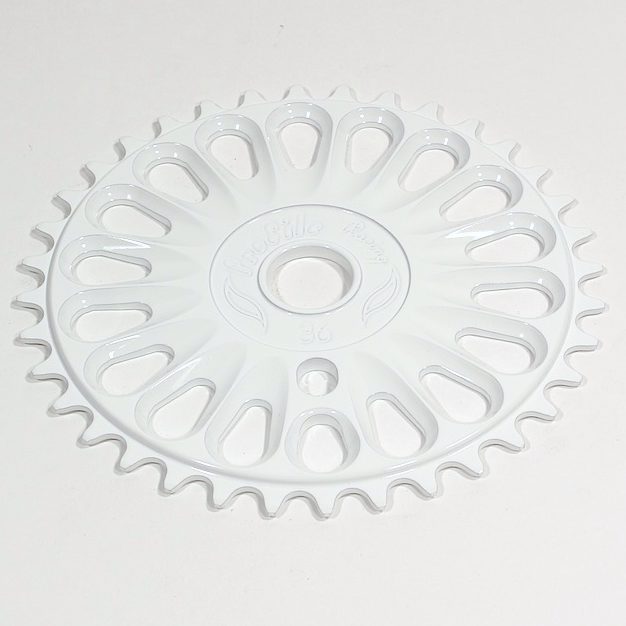 front view of profile imperial chainring in white