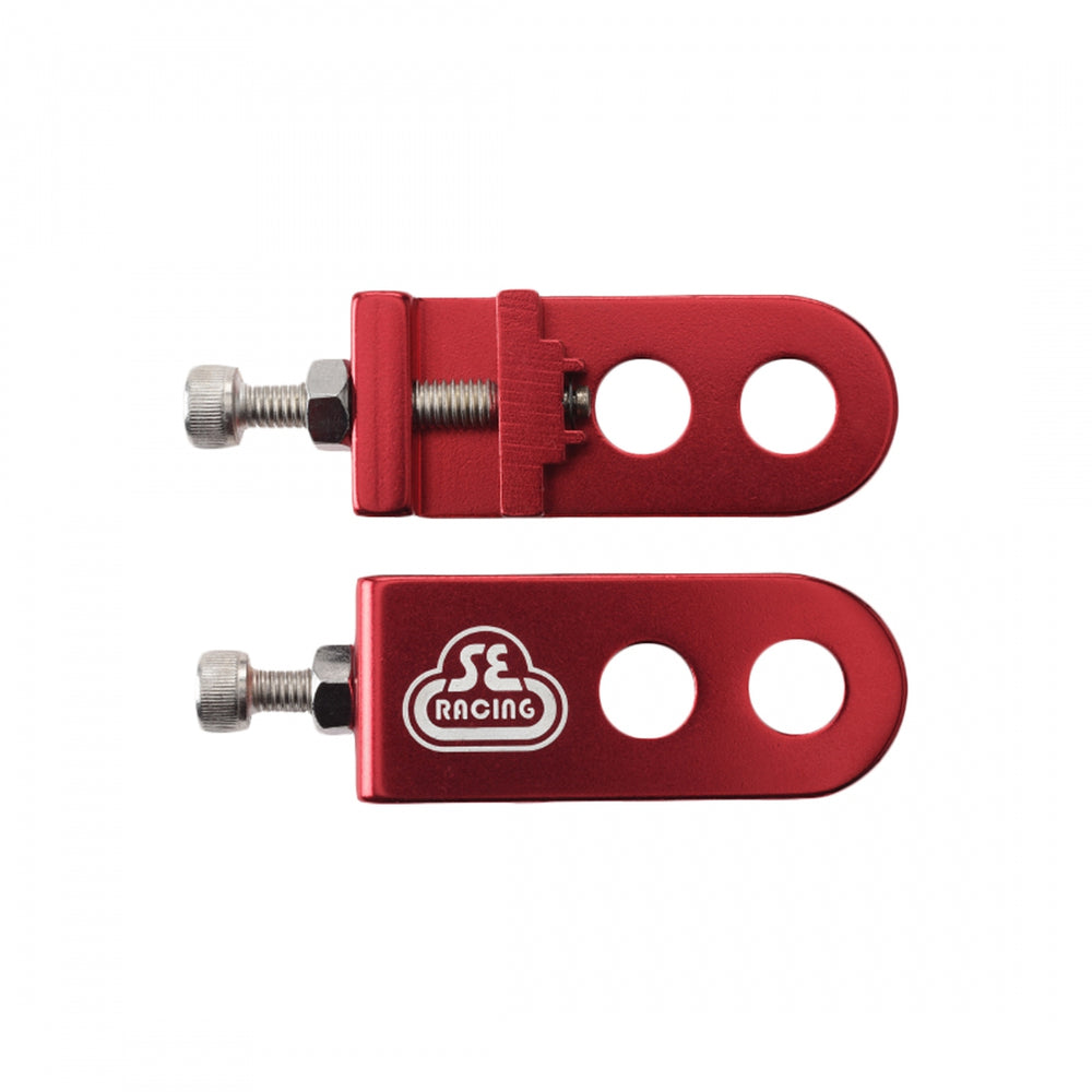 Front view of the SE Bikes Lock it chain tensioners in red