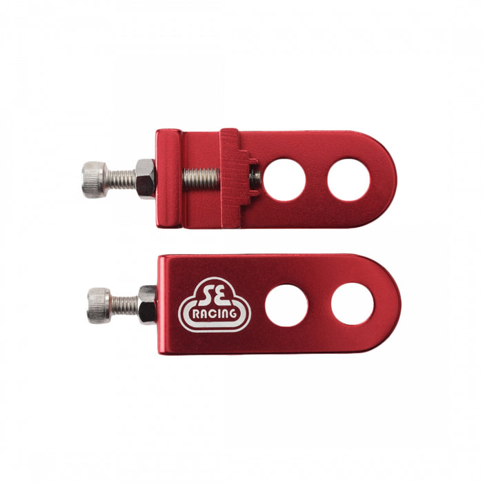 Front view of the SE Bikes Lock it chain tensioners in red